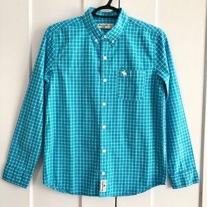 Abercrombie, Blue, Plaid, Button Up Shirt, Boys,Size 13/14, Excellent Condition.